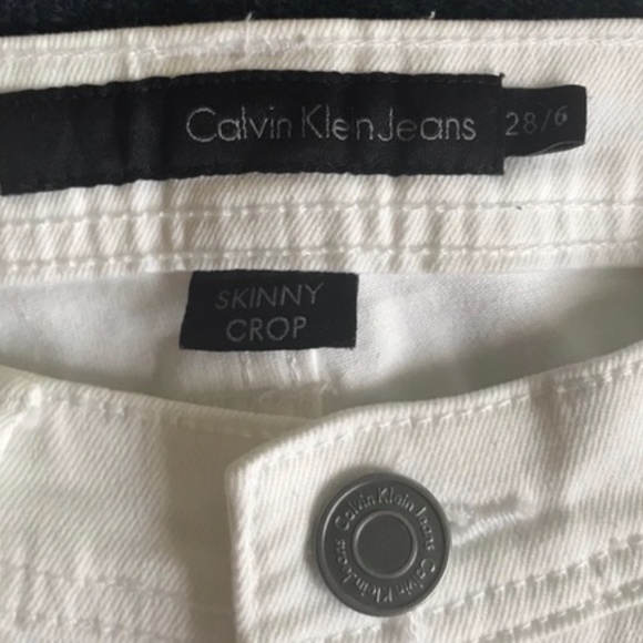 Calvin Klein White Skinny Crop Denim Jeans 28/6 - Picture 2 of 4